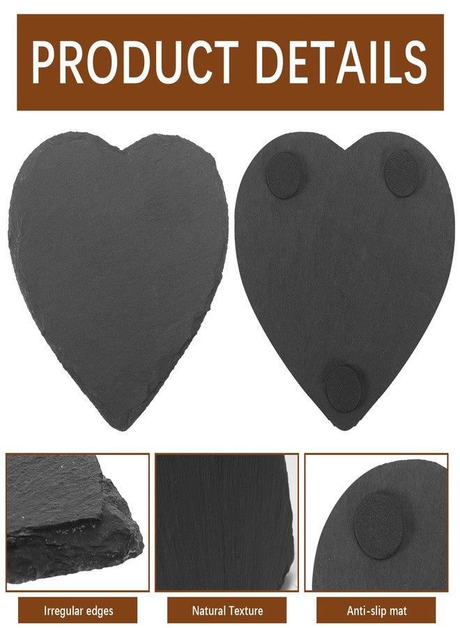 DASSNANE 48 PCS Slate Drink Coasters Bulk,4 Inch Black Slate Stone Coasters for Office, Home Decor,Laser Engraving Blanks with Anti-Scratch Bottoms for Coffee Bar Kitchen(Heart) - Image 4